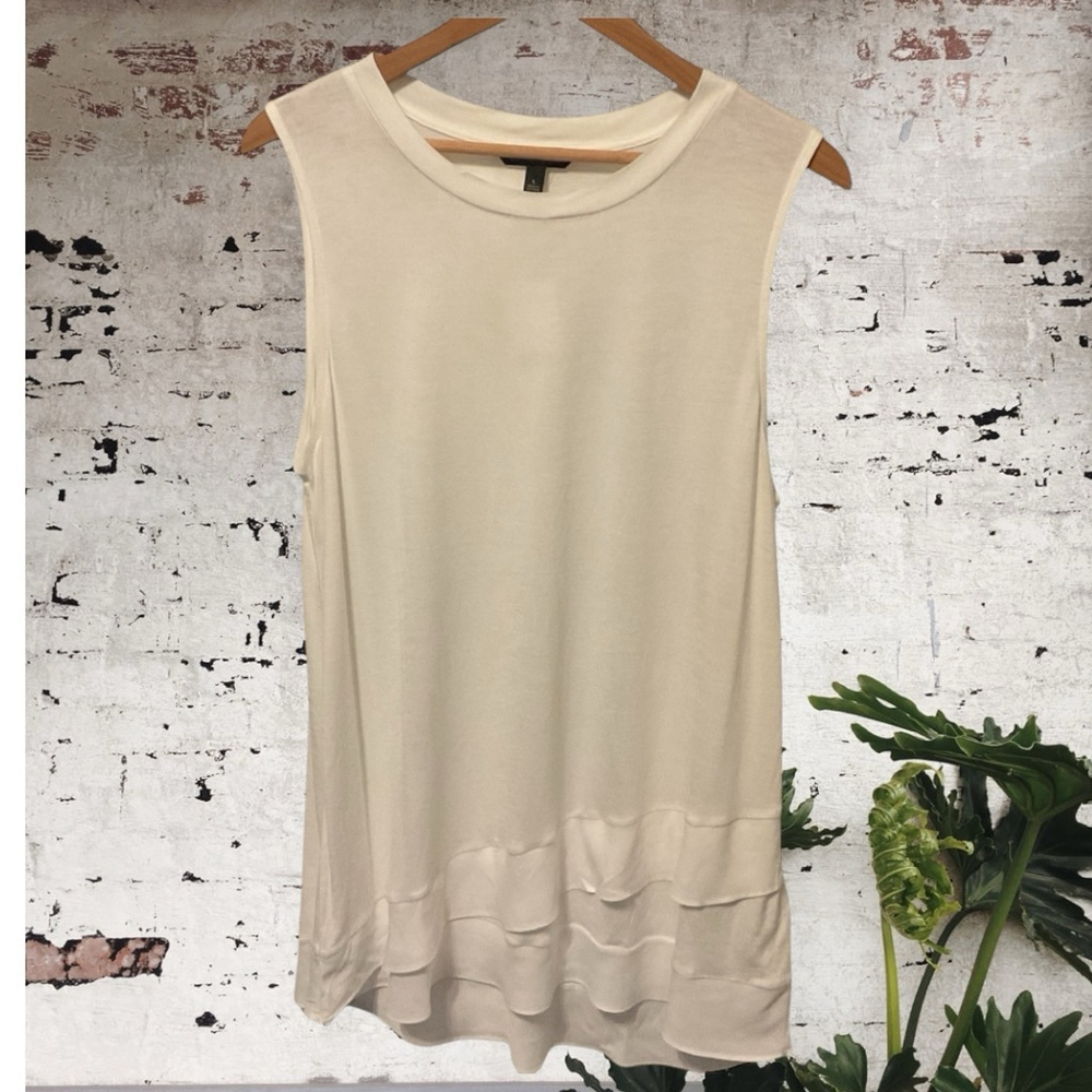 Banana Republic layered Tank tunic Top Size L White Sleeveless